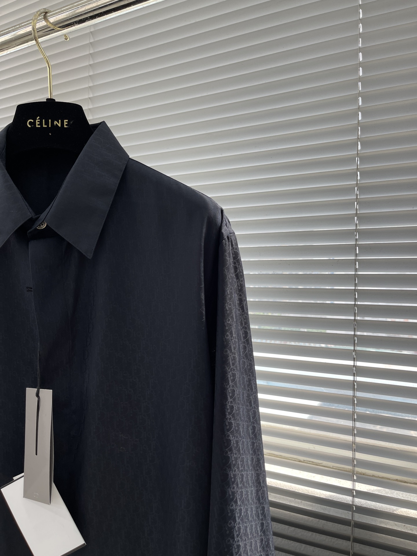 Celine Men's Classic Flower Series Silk Long Sleeve Shirt - Navy Blue 7 i1687255910 6752 1