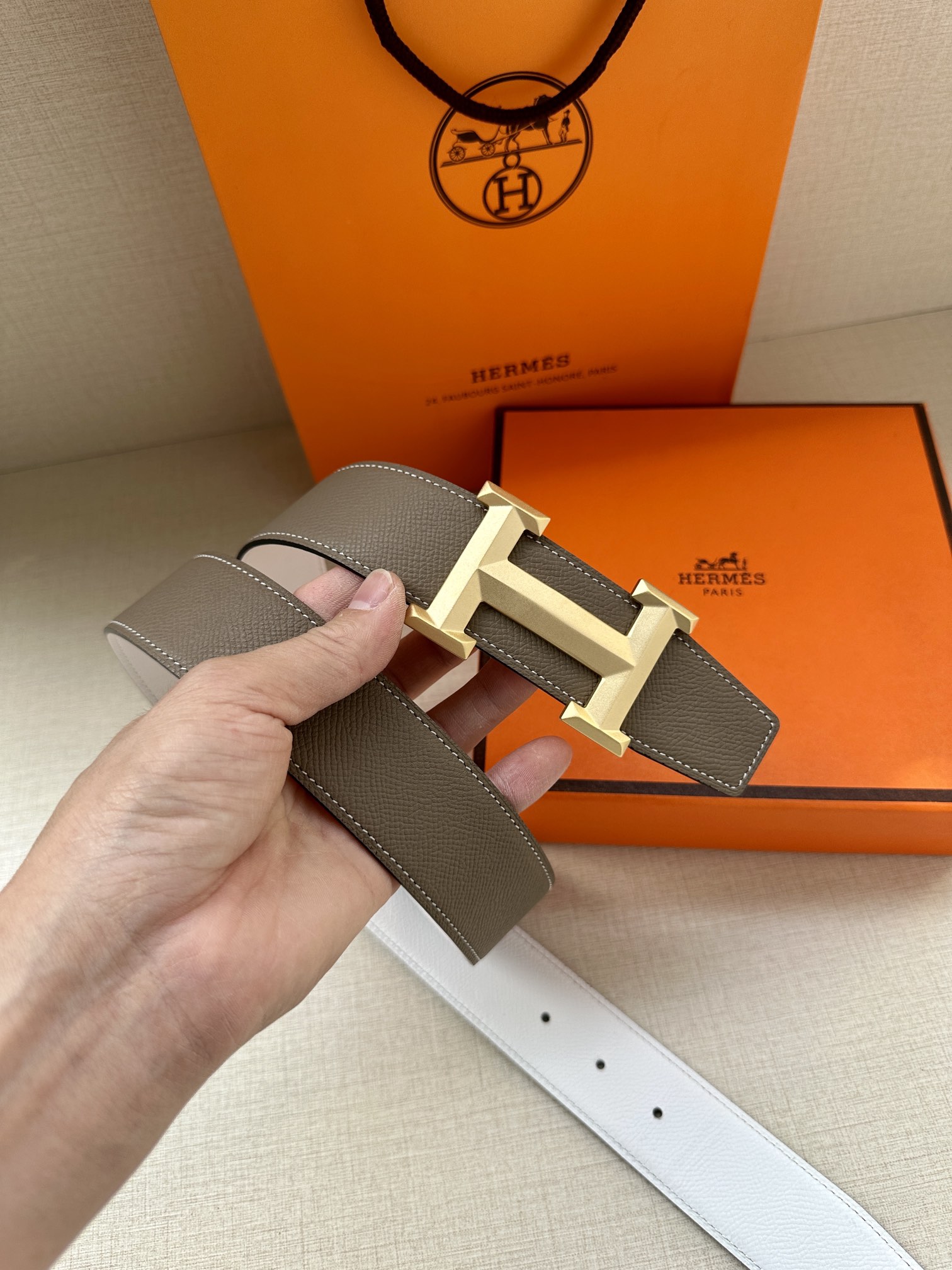Hermes.爱马仕男款3.8cm精
