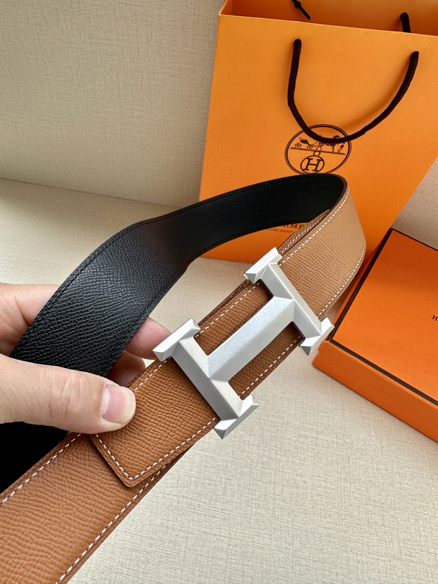 Hermes.爱马仕男款3.8cm精