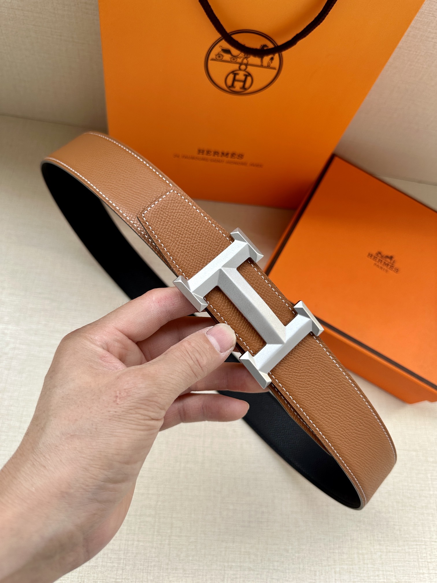 Hermes.爱马仕男款3.8cm精