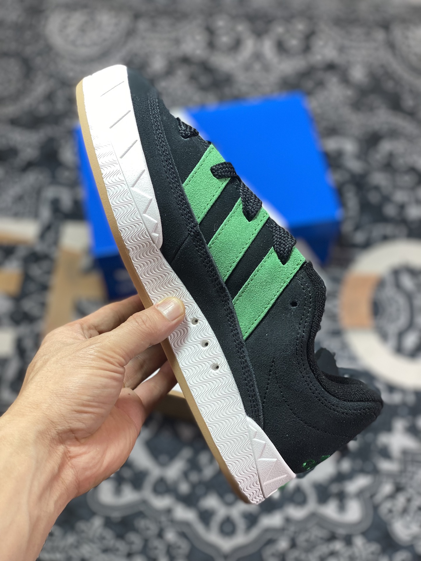 220 Atmos x XLARGE x Adidas Adimatic Low”Black Green“马蒂奇系列低帮板鞋“联名黑绿”HQ3936