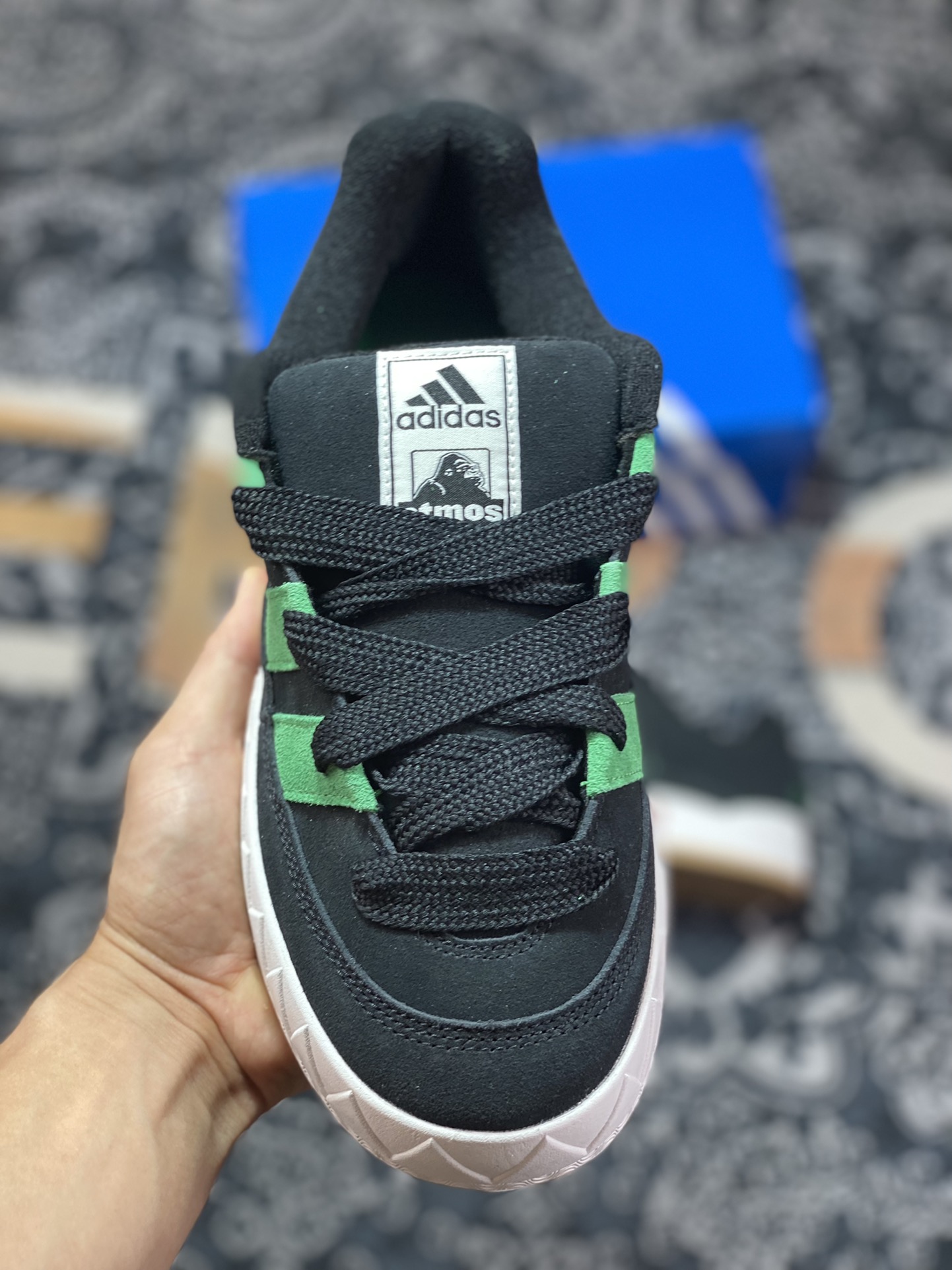 220 Atmos x XLARGE x Adidas Adimatic Low”Black Green“马蒂奇系列低帮板鞋“联名黑绿”HQ3936