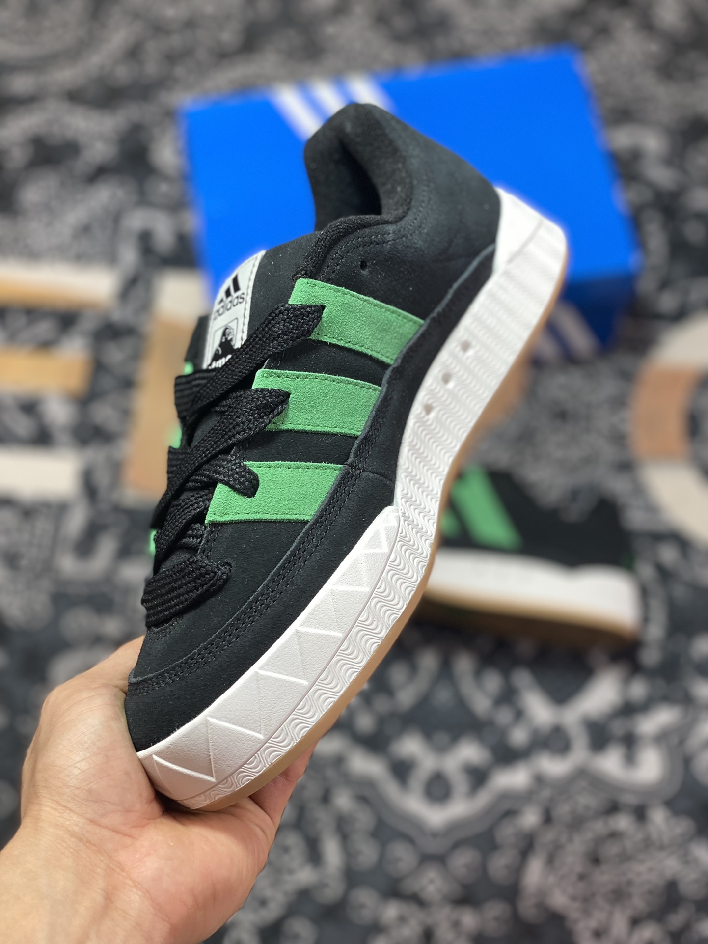 220 Atmos x XLARGE x Adidas Adimatic Low”Black Green“马蒂奇系列低帮板鞋“联名黑绿”HQ3936