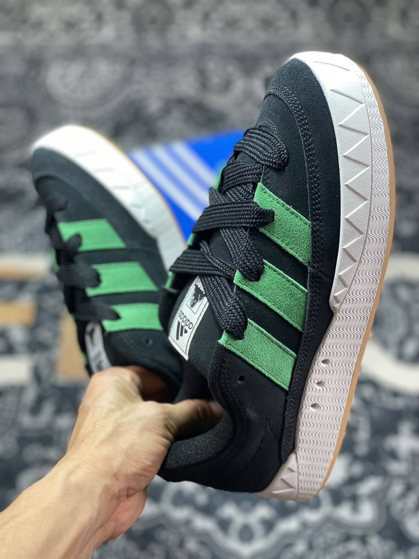 220 Atmos x XLARGE x Adidas Adimatic Low”Black Green“马蒂奇系列低帮板鞋“联名黑绿”HQ3936