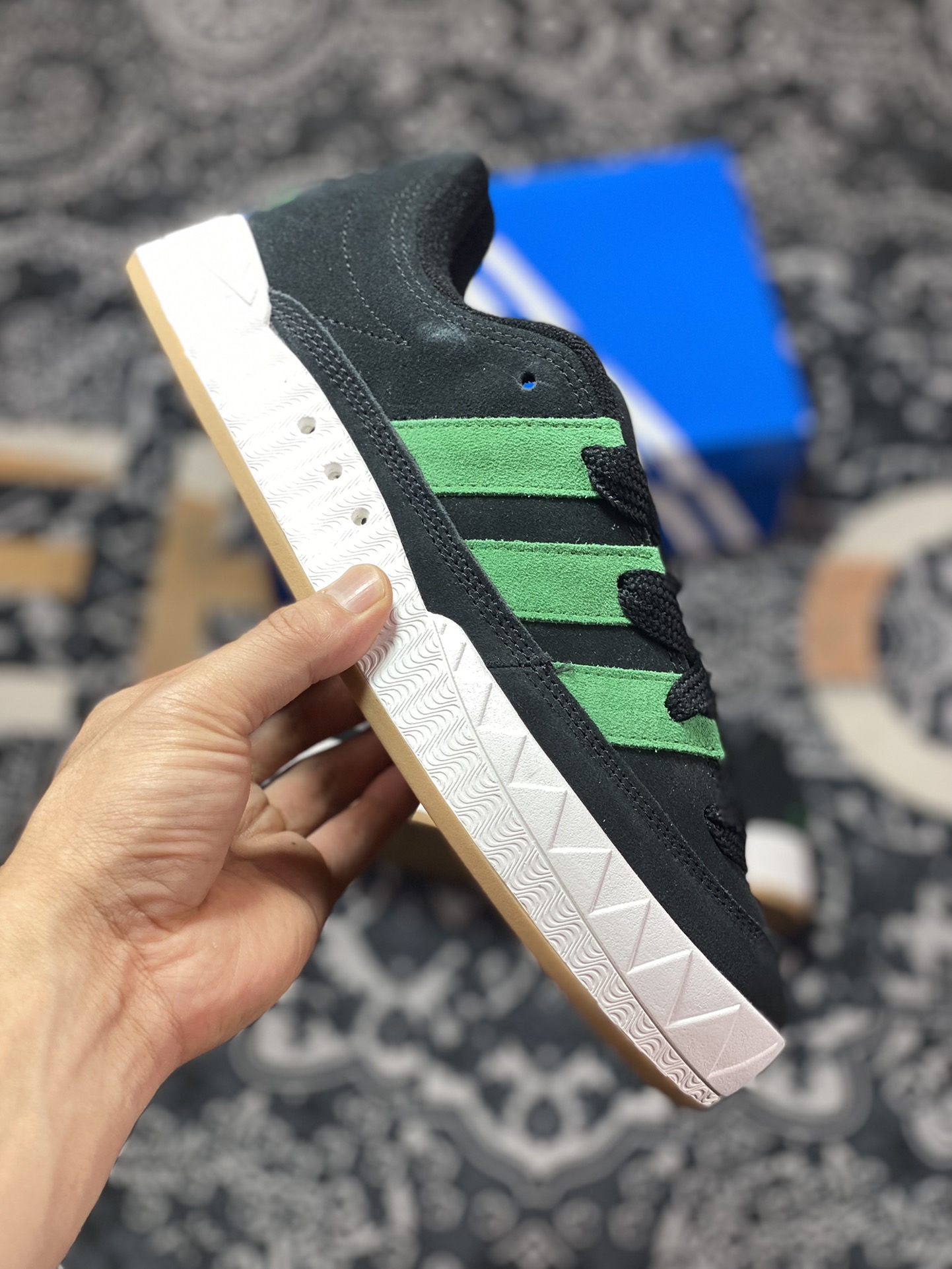 220 Atmos x XLARGE x Adidas Adimatic Low”Black Green“马蒂奇系列低帮板鞋“联名黑绿”HQ3936