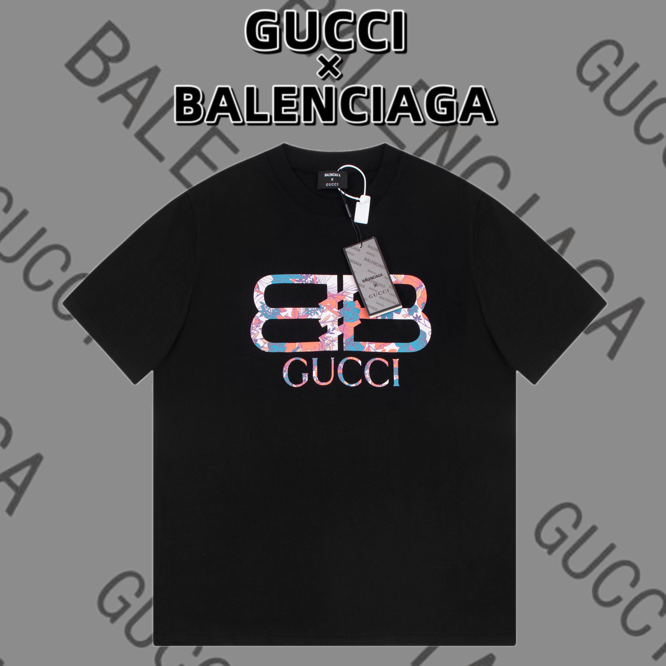 Balenciaga Abbigliamento T-Shirt Nero Bianco Cotone Collezione Primavera/Estate Maniche corte