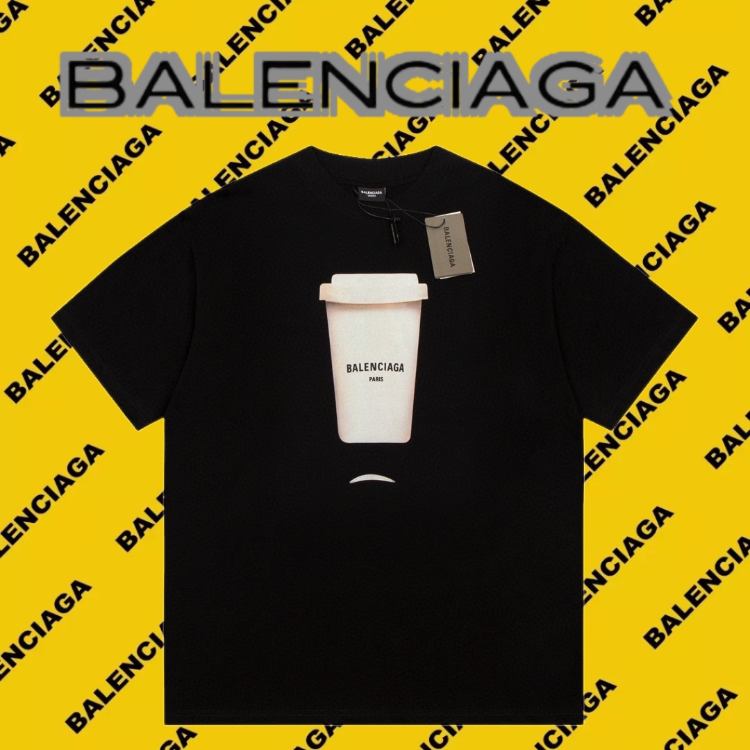 Balenciaga Abbigliamento T-Shirt Stampa Unisex Cotone Plastica Maniche corte