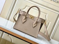 Louis Vuitton LV On My Side Bags Handbags Black Grey Monogram Canvas Calfskin Cowhide M57728