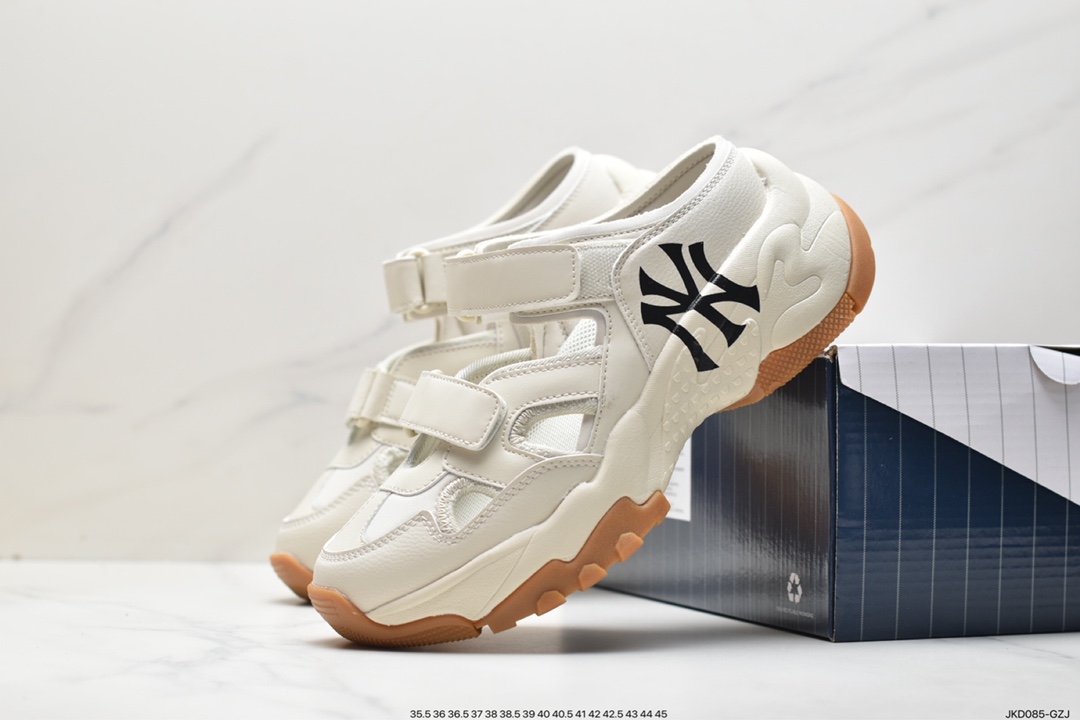 Korea Korea Limited Release NY American Football Yankees Limited x MLB Big Ball Chunky Mesh Thick-Soled Dad Jogging Shoes ”Mesh Ivory White Black NY Print” 3ASDCH133 (GP007C)