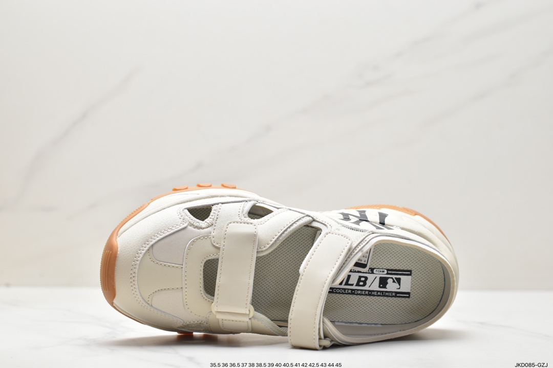 Korea Korea Limited Release NY American Football Yankees Limited x MLB Big Ball Chunky Mesh Thick-Soled Dad Jogging Shoes ”Mesh Ivory White Black NY Print” 3ASDCH133 (GP007C)