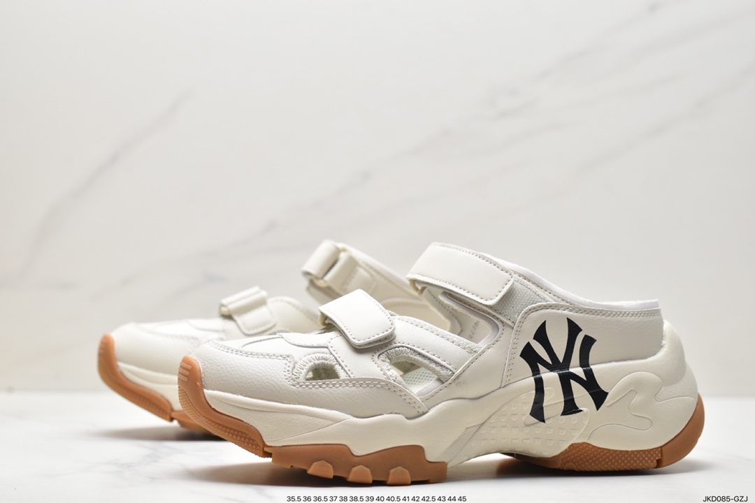 Korea Korea Limited Release NY American Football Yankees Limited x MLB Big Ball Chunky Mesh Thick-Soled Dad Jogging Shoes ”Mesh Ivory White Black NY Print” 3ASDCH133 (GP007C)