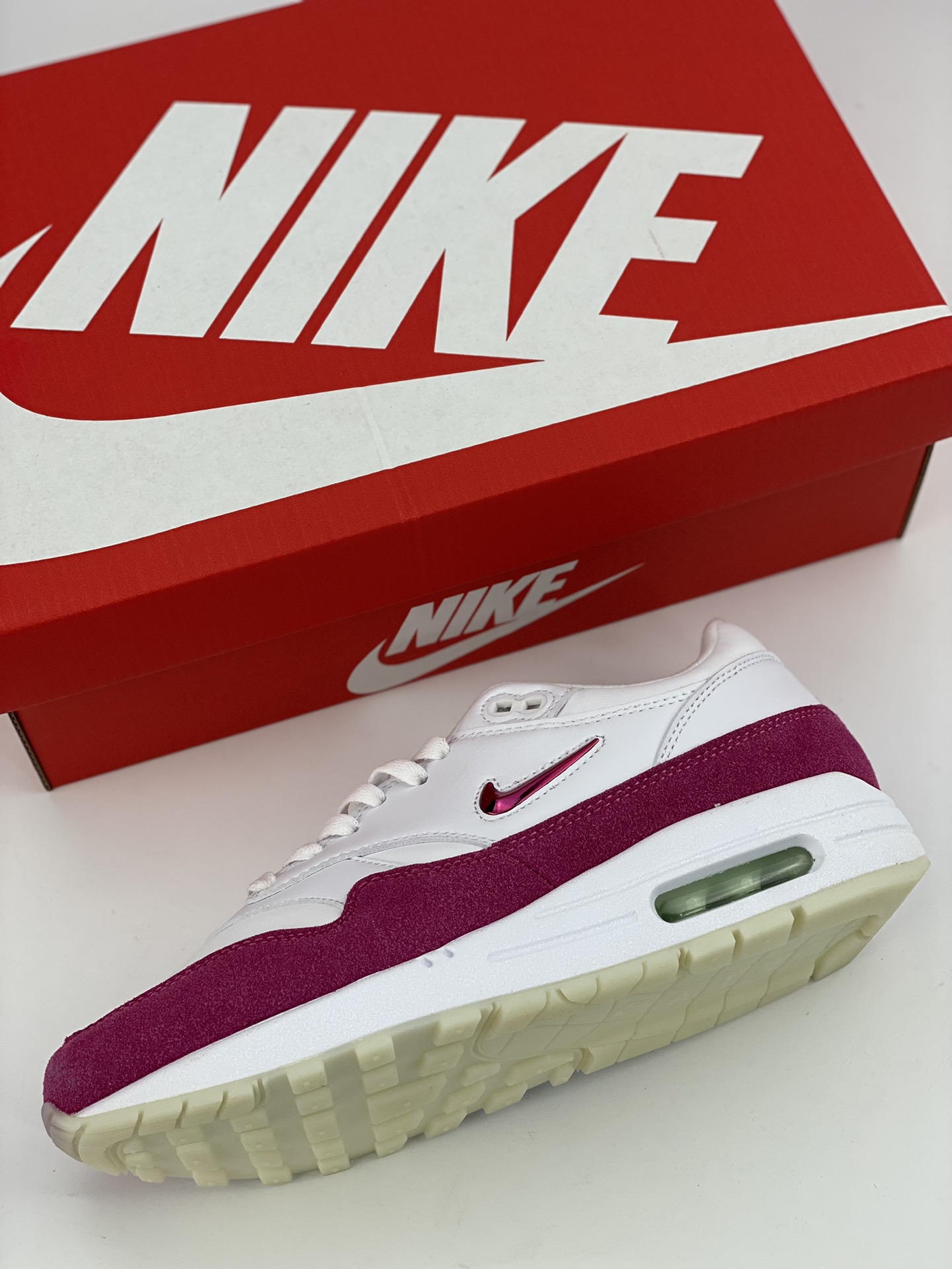 240 Nike Air Max 1 JW 玫瑰红小钩 复古休闲跑步鞋 918354-006