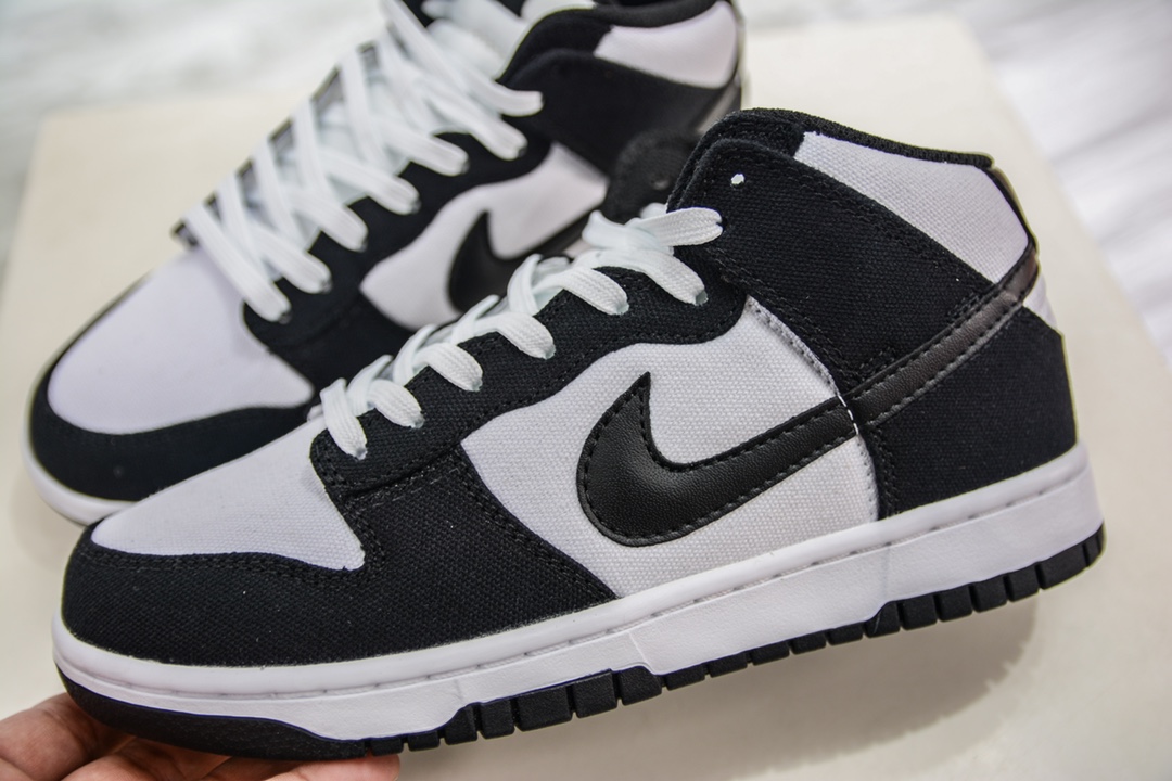 280 R Nike Dunk Mid Panda 帆布版 黑白熊猫配色 中帮休闲运动板鞋 DV0830-102