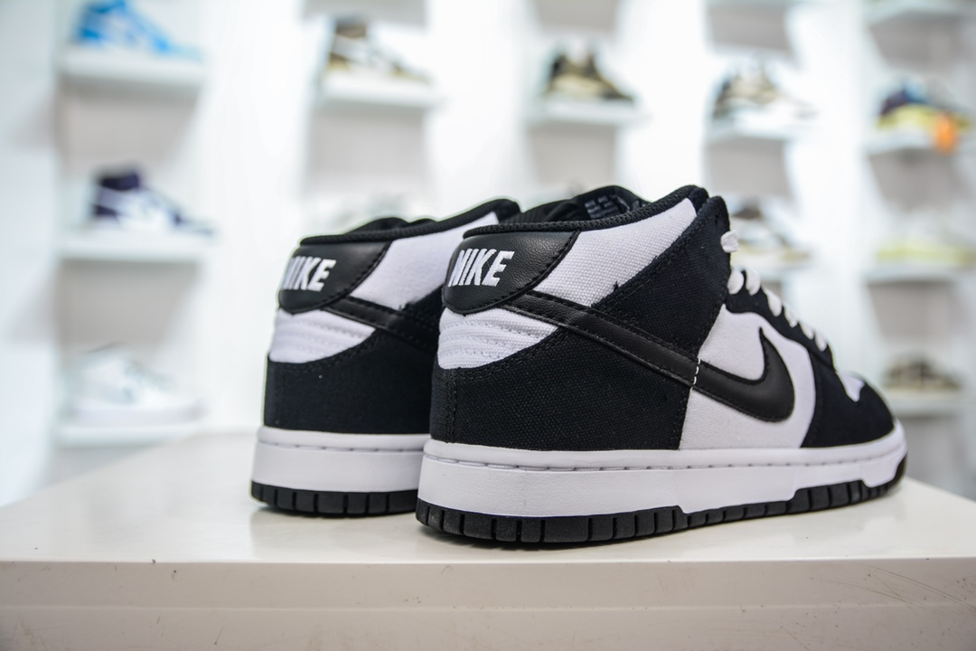 280 R Nike Dunk Mid Panda 帆布版 黑白熊猫配色 中帮休闲运动板鞋 DV0830-102
