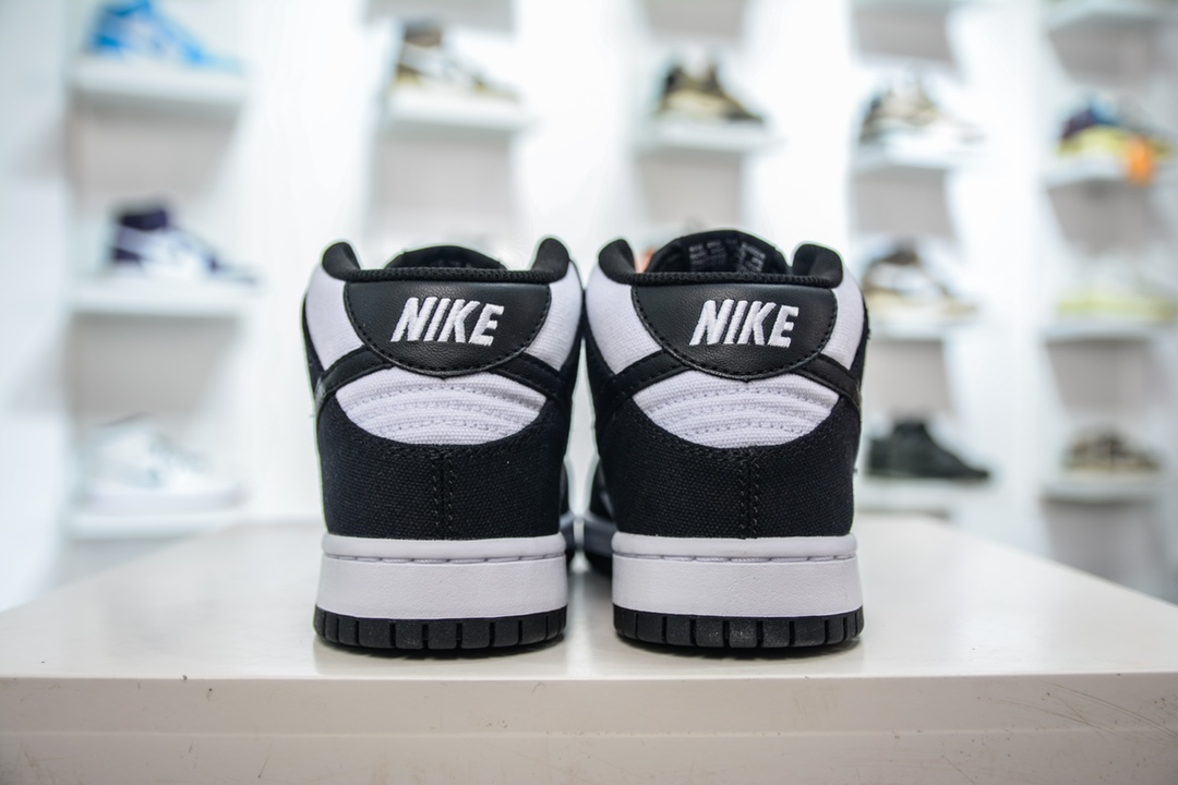 280 R Nike Dunk Mid Panda 帆布版 黑白熊猫配色 中帮休闲运动板鞋 DV0830-102