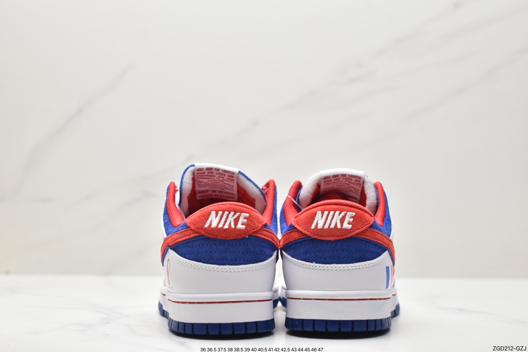 板鞋, Nike Dunk Low, Nike Dunk, NIKE, FR2022 668, Dunk Low, Dunk - 耐克 Nike Dunk Low 世界杯限定 防滑耐磨 低帮休闲运动板鞋 白红蓝 FR2022 668