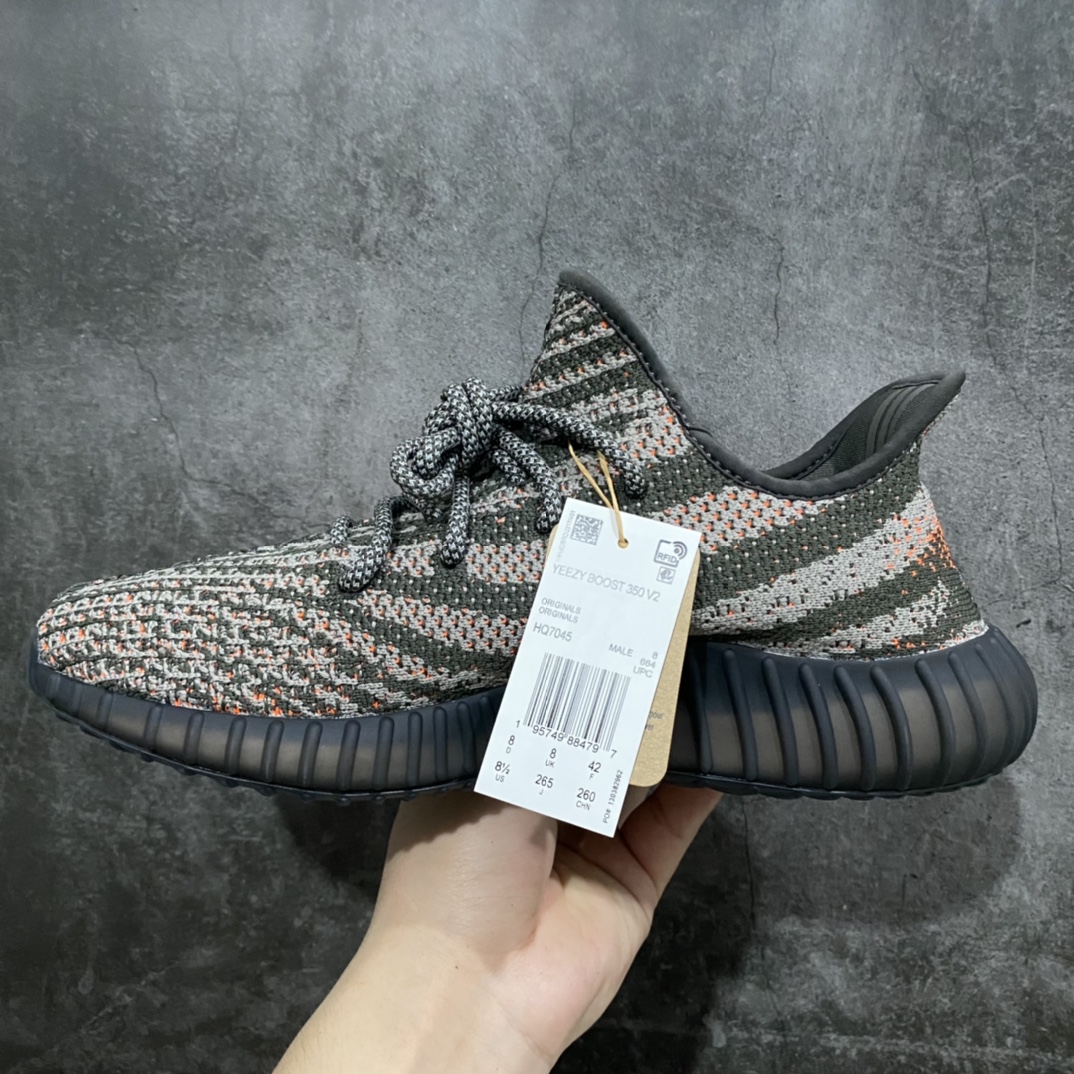 [W1 Version] Yeezy350v2 Gray Orange 3.0 Angel Shoelace Reflective Version HQ7045