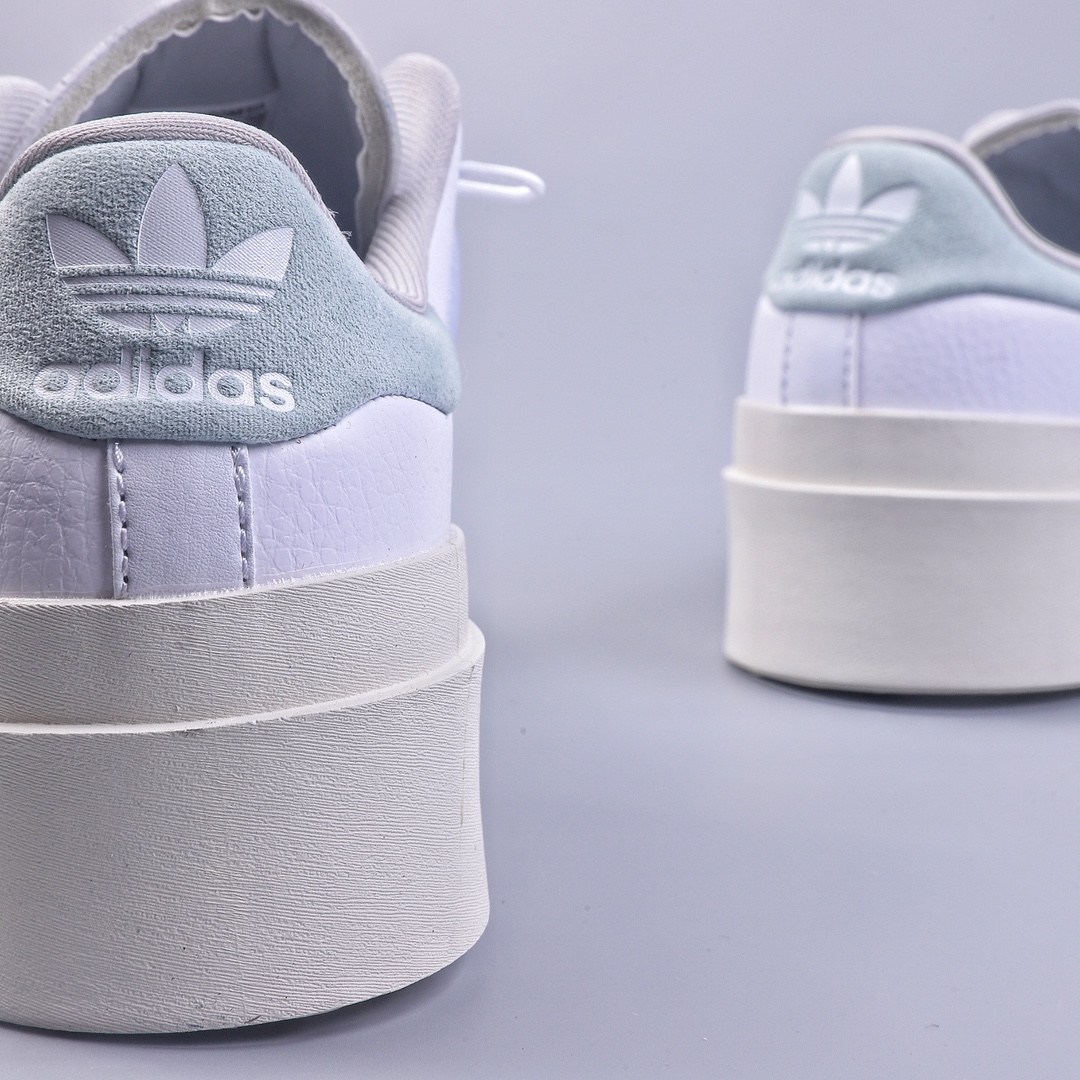 200 Adidas SuperStar BONEGA W 厚底增高贝壳头运动板鞋 浅蓝色 GX4352