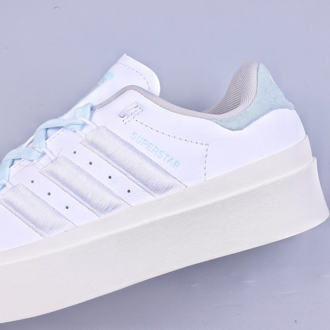 200 Adidas SuperStar BONEGA W 厚底增高贝壳头运动板鞋 浅蓝色 GX4352