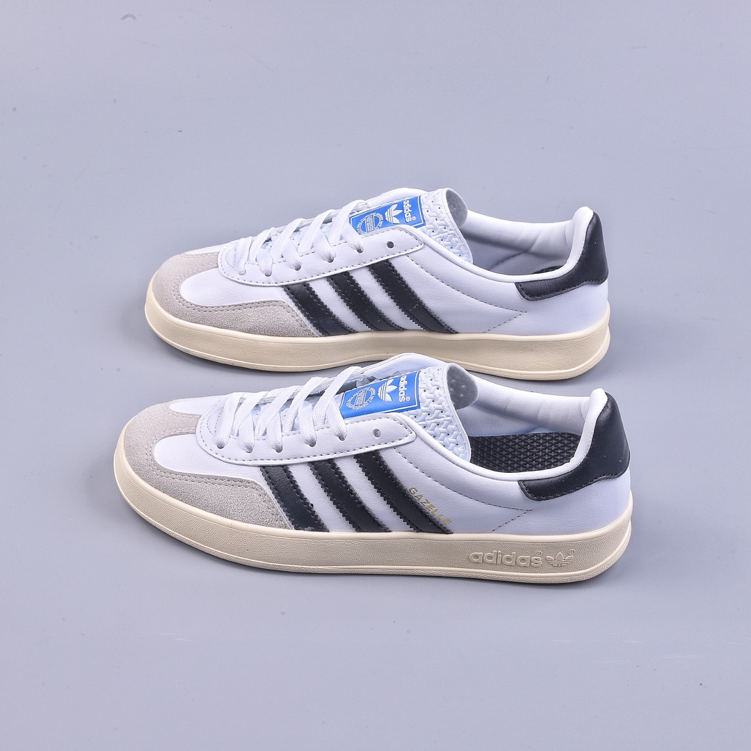 Adidas Originals Gazelle Indoor white gray dark blue clover retro casual sports sneakers FV1242