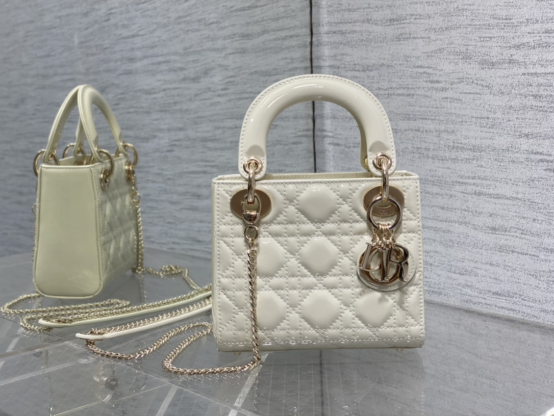 Dior Bags Handbags Quality AAA+ Replica
 Gold Pink Rose Sewing Cowhide Patent Leather Lady Chains