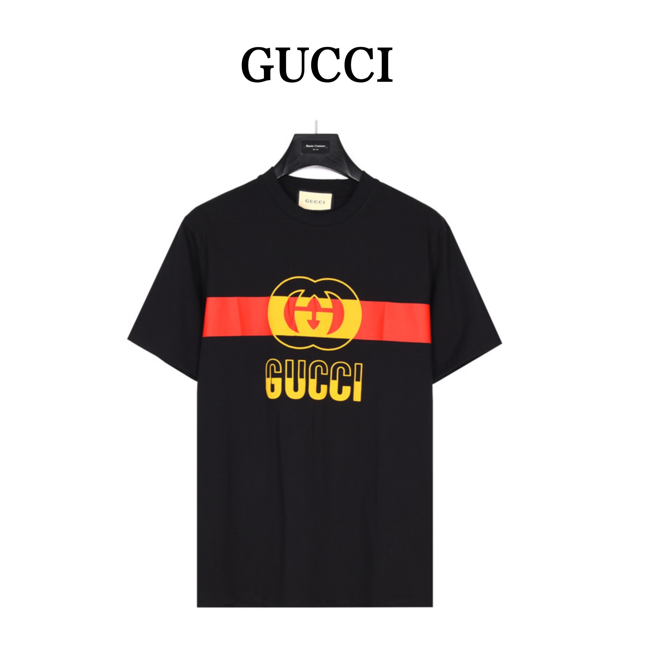 Gucci/古驰 23ss 互扣双G 及字母印花短袖T恤