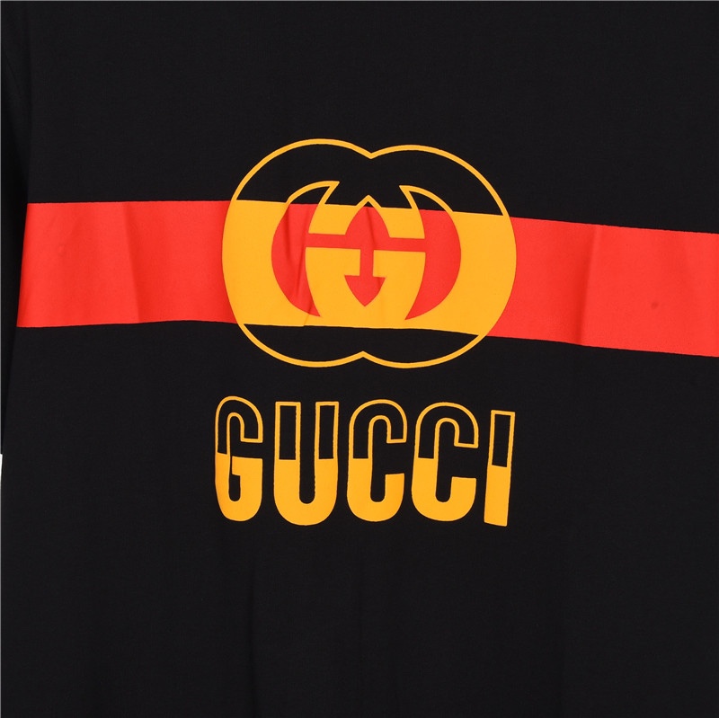 Gucci/古驰 23ss 互扣双G 及字母印花短袖T恤