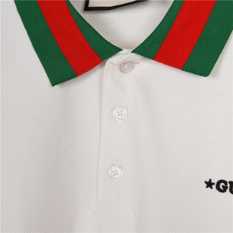 Gucci/古驰 23ss 彩条领logo刺绣Polo衫