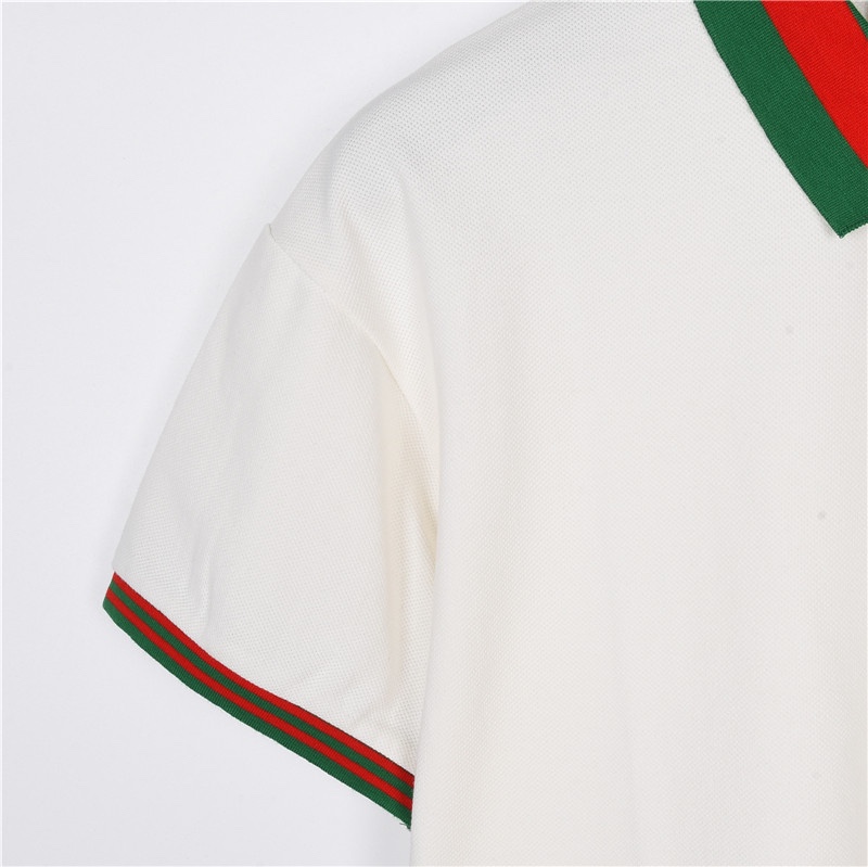 Gucci/古驰 23ss 彩条领logo刺绣Polo衫