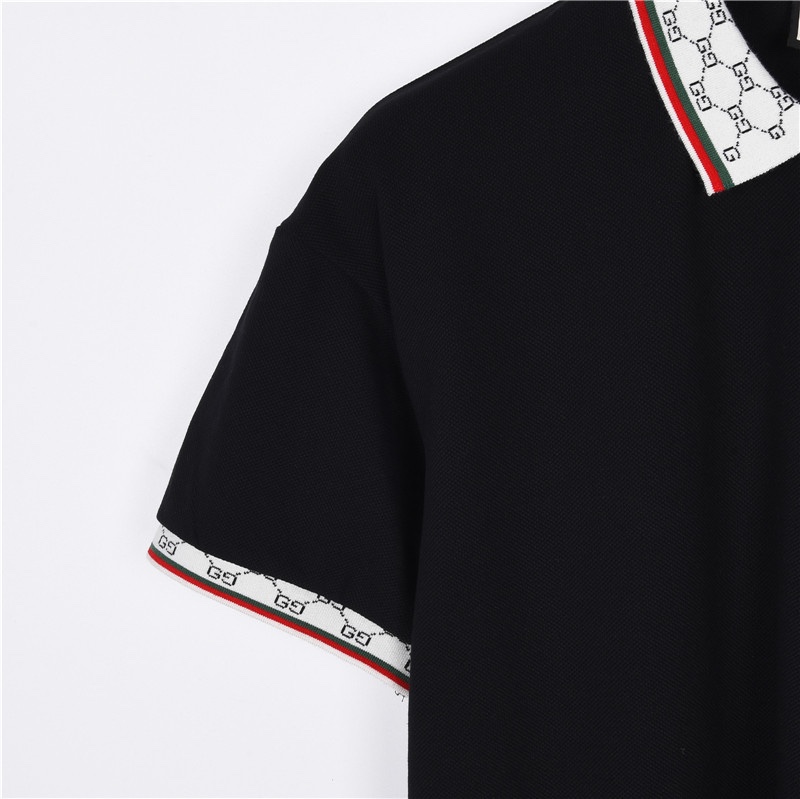 Gucci/古驰 23ss logo刺绣拼色Polo衫