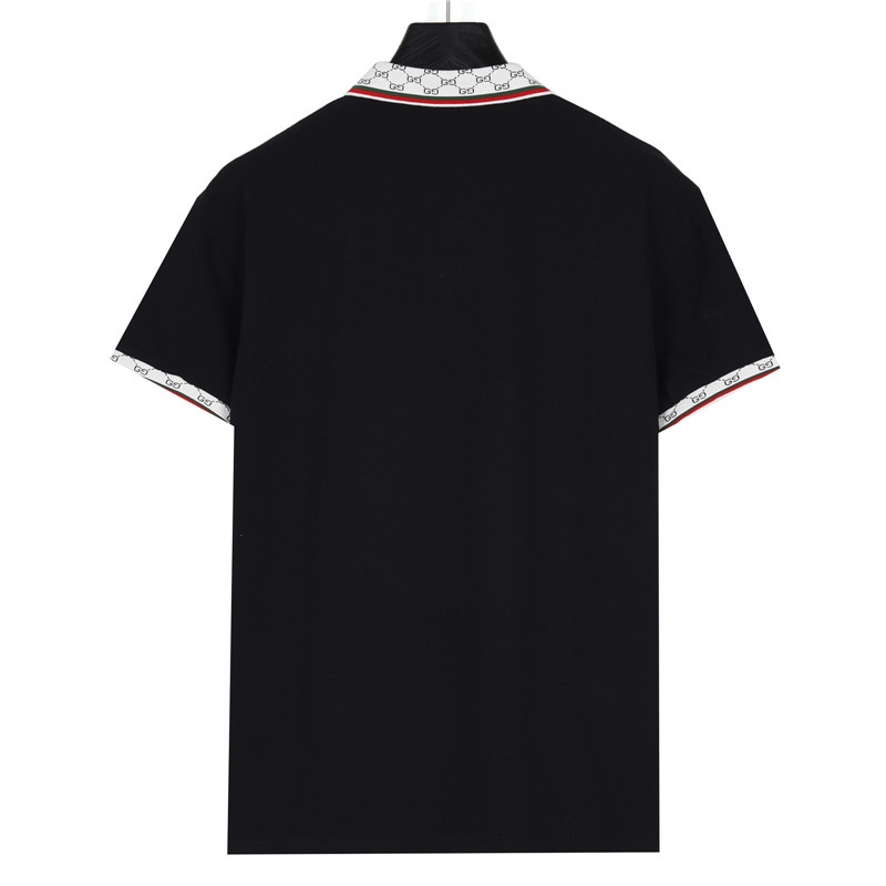 Gucci/古驰 23ss logo刺绣拼色Polo衫