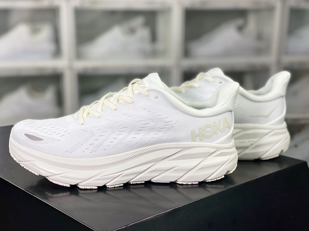 [HOKA] One One Clifton 8 Low Clifton 8th generation series low-cut thick-soled mesh lightweight jogging shoes ”mesh all white” 1119394/WWH