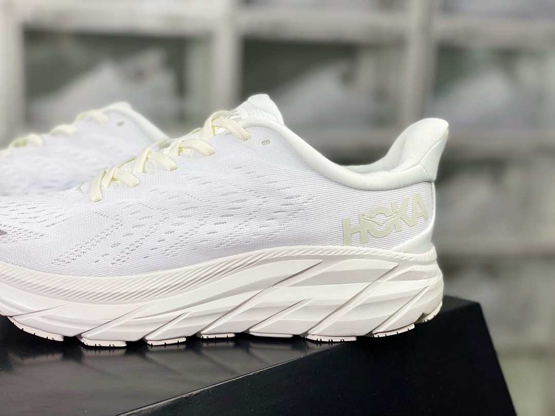 [HOKA] One One Clifton 8 Low Clifton 8th generation series low-cut thick-soled mesh lightweight jogging shoes ”mesh all white” 1119394/WWH