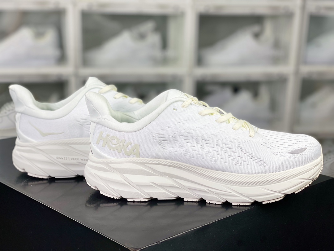 [HOKA] One One Clifton 8 Low Clifton 8th generation series low-cut thick-soled mesh lightweight jogging shoes ”mesh all white” 1119394/WWH