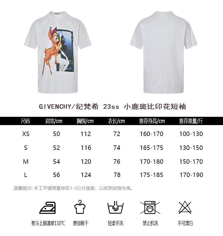 GIVENCHYGIVENCHY 23ss Bambi Print Short Sleeve Size Chart