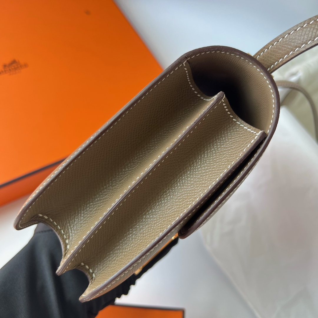 Hermès 25 small quantity in stock! Constance19cm Epsom original palmprint leather elephant gray top hand stitching ready stock Stock