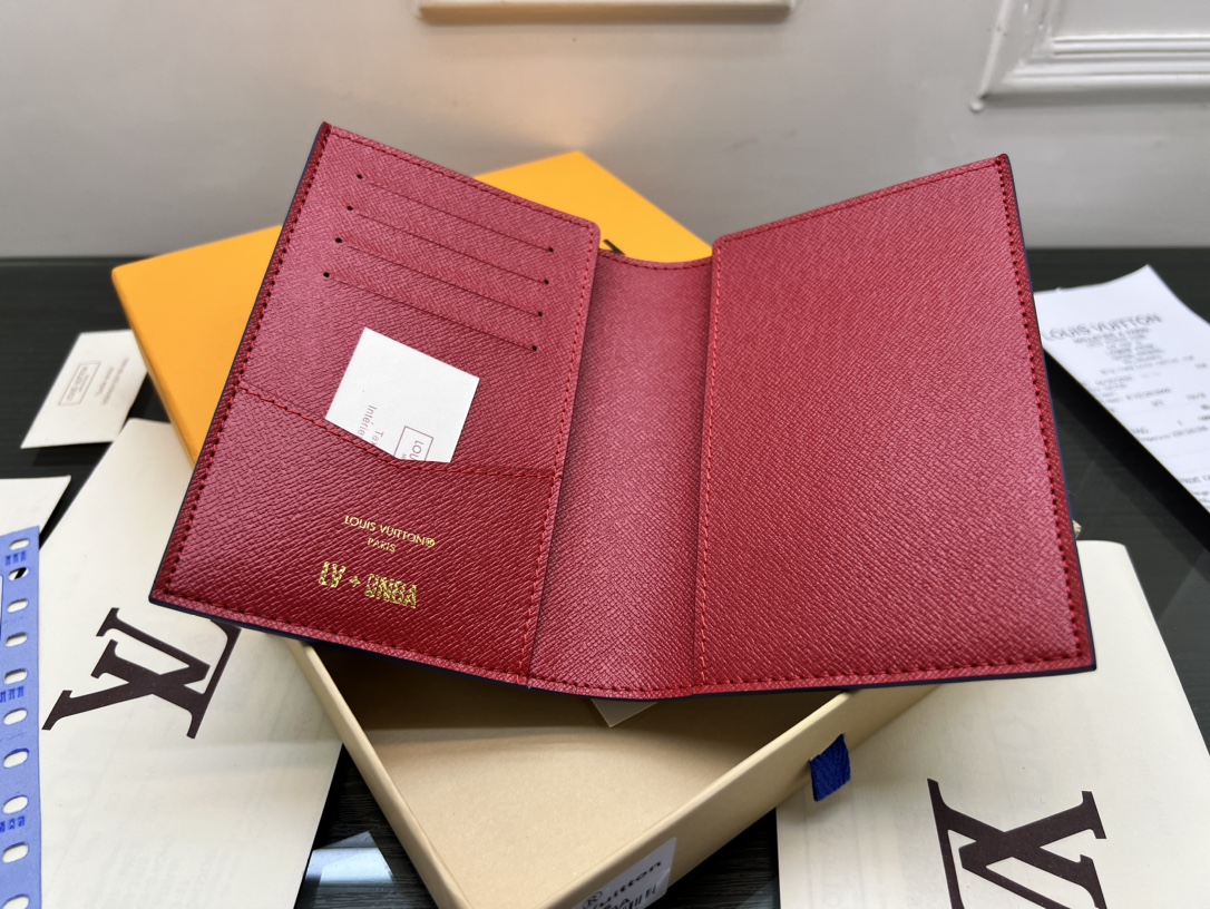 Slim leather passport holder in pocket