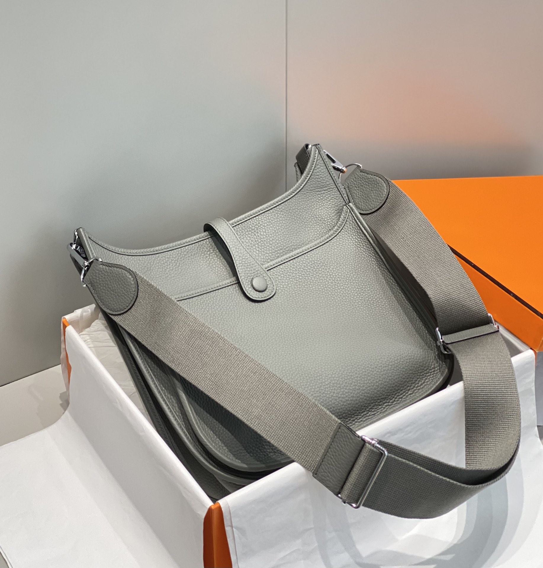 Hermes Grey Evelyne 29 Crossbody Bag, Leather, Classic Perforated H Logo 3 i1687358016 2076 1