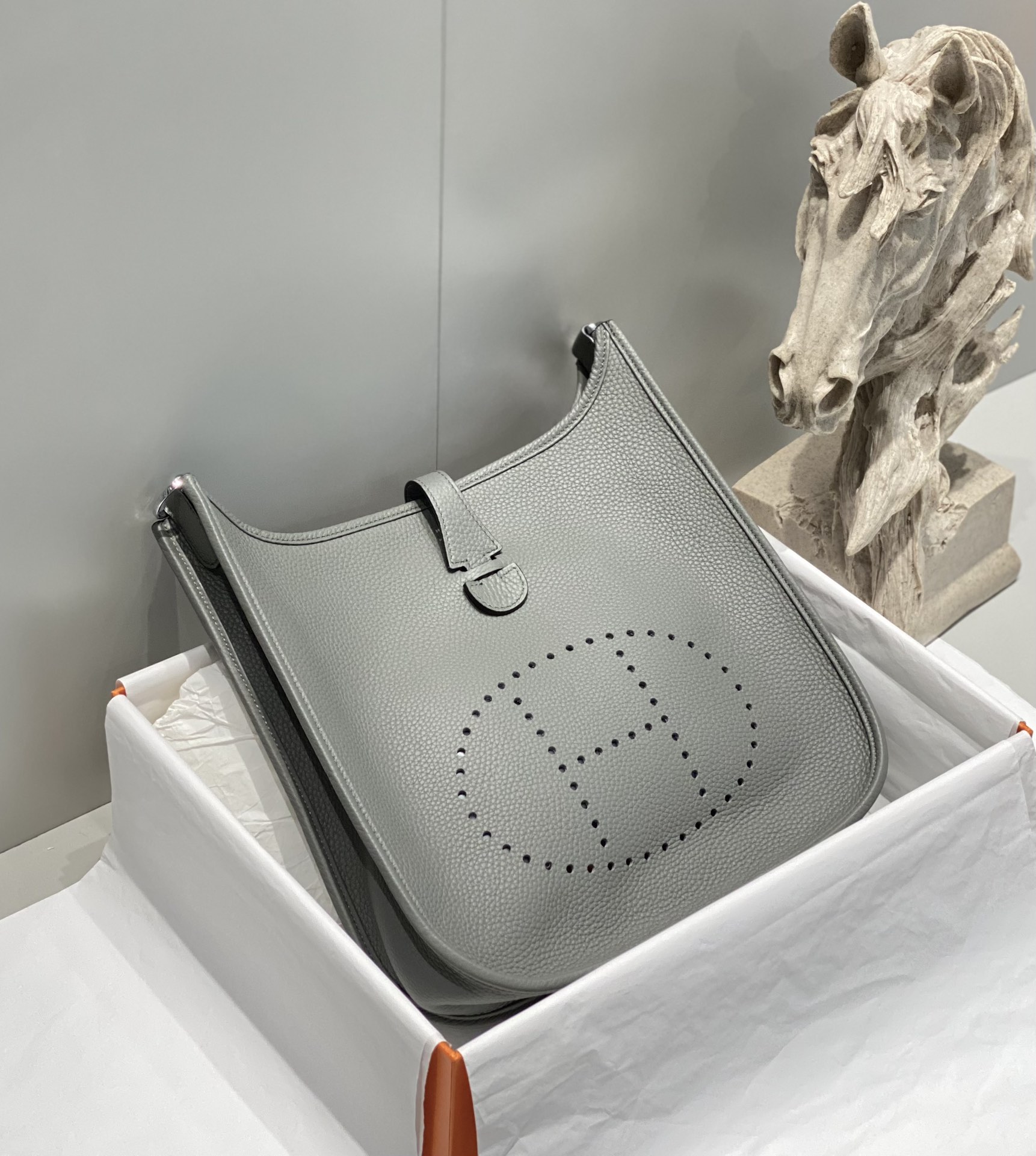 Hermes Grey Evelyne 29 Crossbody Bag, Leather, Classic Perforated H Logo 4 i1687358016 3798 2