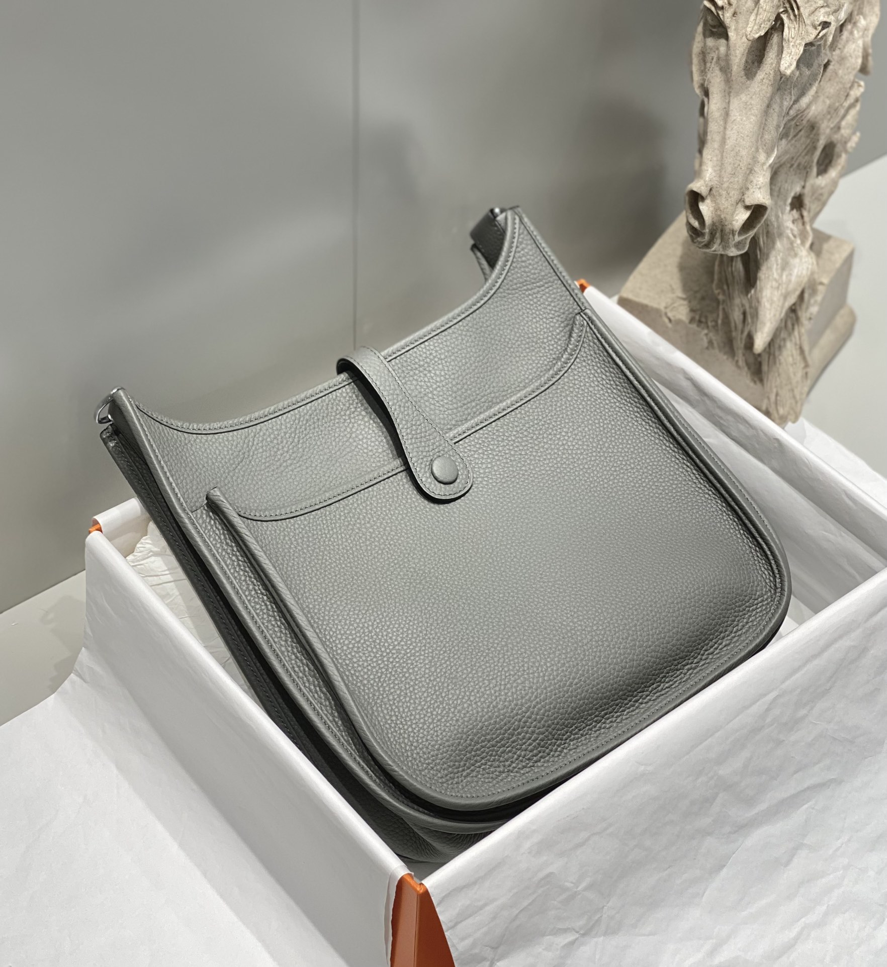 Hermes Grey Evelyne 29 Crossbody Bag, Leather, Classic Perforated H Logo 5 i1687358016 8682 3