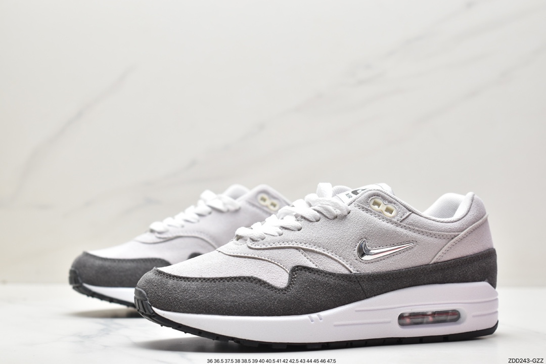 跑鞋, Nike Air Max 1, Nike Air Max, Nike Air, NIKE, Air Max 1, Air Max, 918354-800 - 耐克 Nike Air Max 1 初代复古 气垫减震 百搭休闲 运动慢跑鞋 灰白黑 918354-800