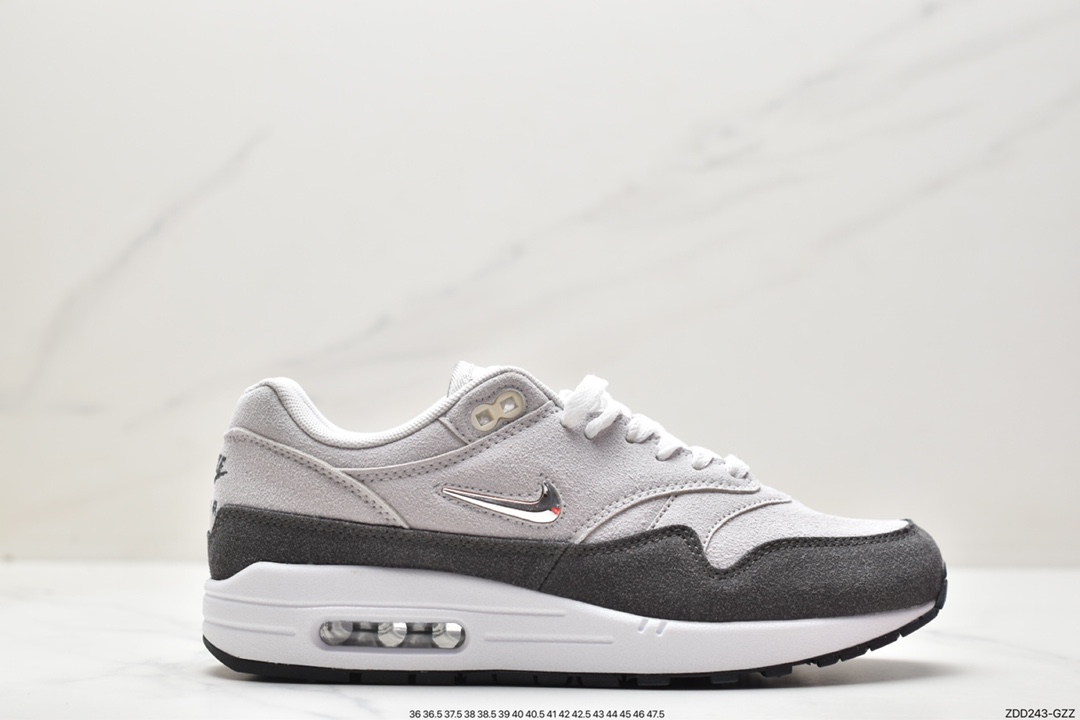 跑鞋, Nike Air Max 1, Nike Air Max, Nike Air, NIKE, Air Max 1, Air Max, 918354-800 - 耐克 Nike Air Max 1 初代复古 气垫减震 百搭休闲 运动慢跑鞋 灰白黑 918354-800