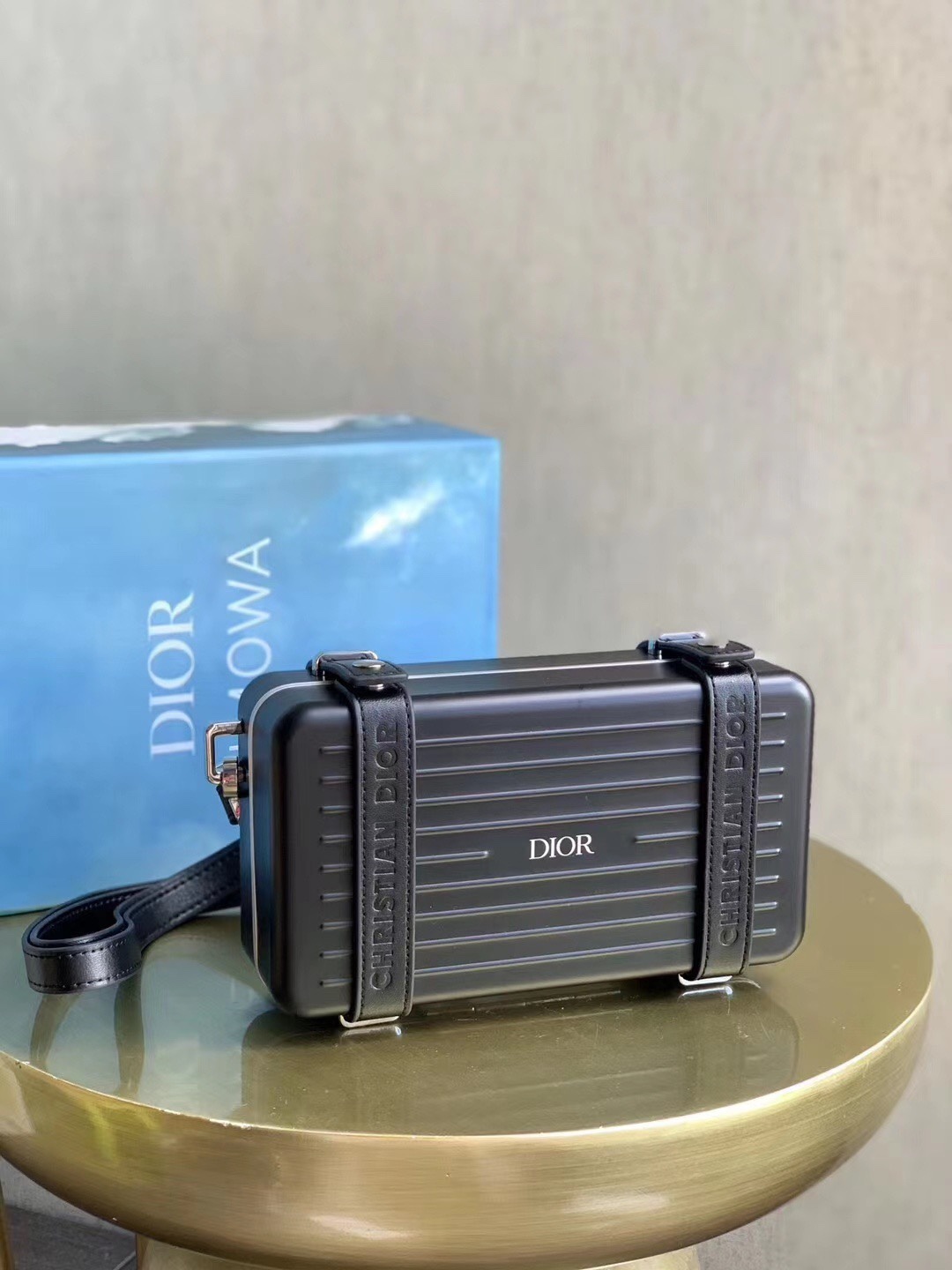Dior x Rimowa Zwarte Kleine Koffer Crossbody Tas Aluminium Magnesiumlegering