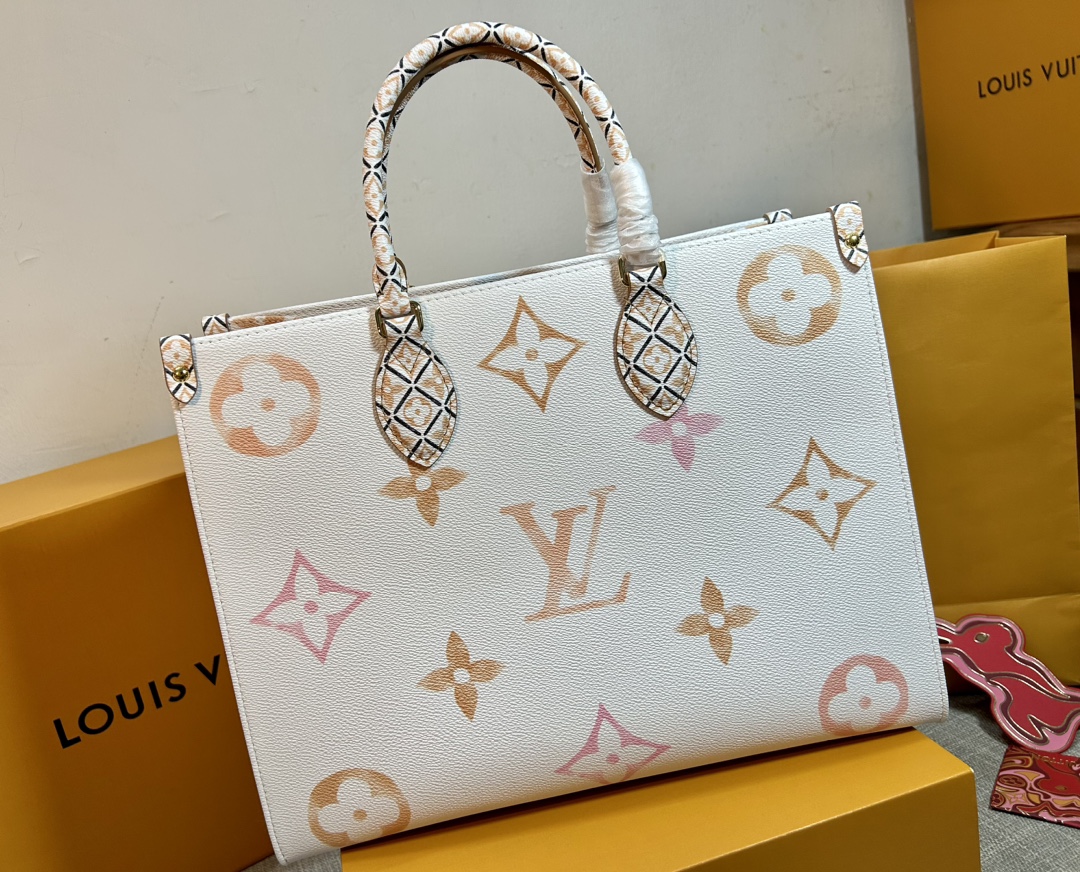 Wholesale
 Louis Vuitton LV Onthego Bags Handbags Apricot Color Canvas M22975
