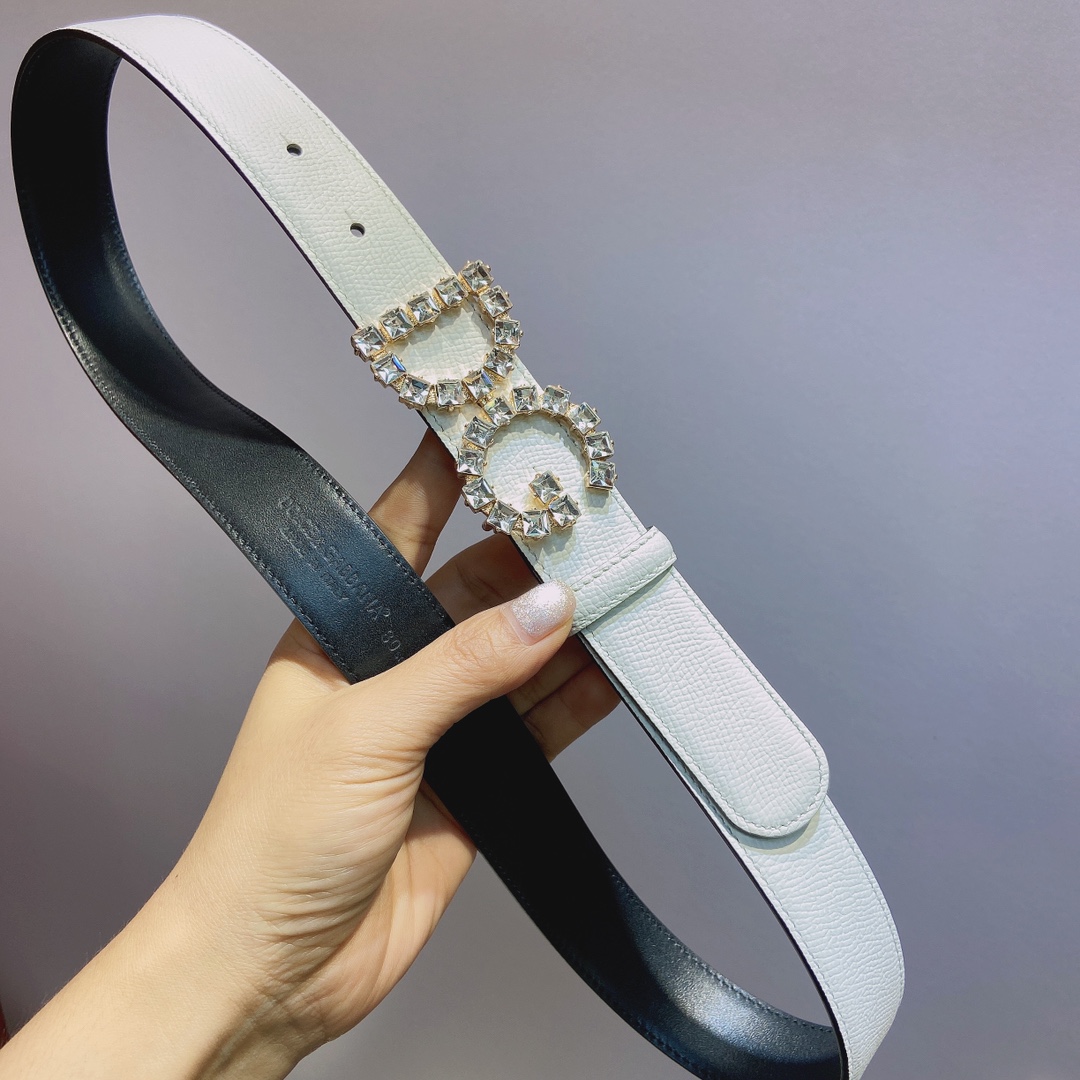 D&G杜嘉班纳双面小牛皮腰带缀以DG