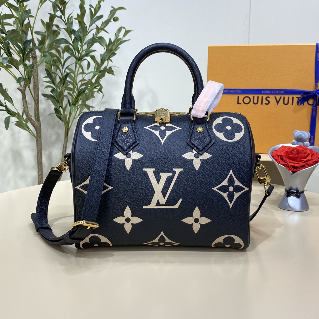 Louis Vuitton LV Speedy Sacos Bolsas Preto Khaki Empreinte​ Fashion Correntes M58951