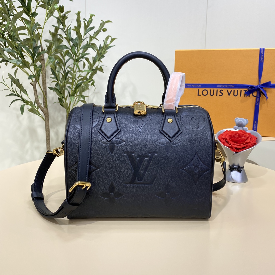 Louis Vuitton LV Speedy Sacos Bolsas Preto Khaki Empreinte​ Fashion Correntes M58951