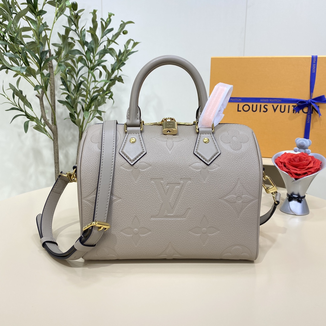 Louis Vuitton LV Speedy Sacos Bolsas Preto Khaki Empreinte​ Fashion Correntes M58951