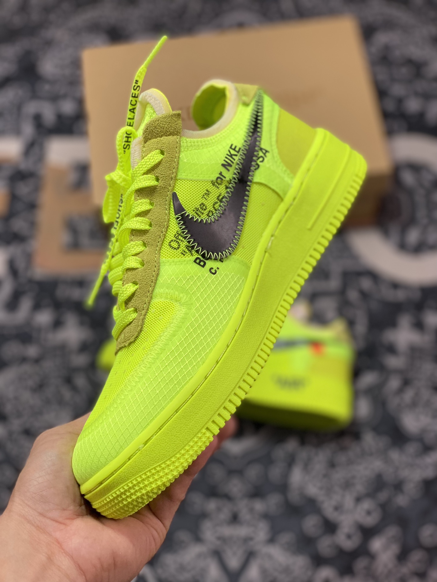 最高工艺 OFF-WHITE X AIR FORCE 1 LOW VIRGIL The Ten Part 2 Volt 荧光绿配色   AO4606-700