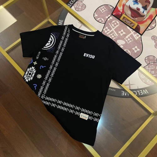EVISU Camiseta de Manga Corta con Estampado Étnico para Hombre - Diseño Único 1 EVISU Camiseta de Manga Corta con Estampado Étnico para Hombre - Diseño Único